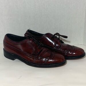 Vintage Florsheim Derby Shoes Mens 9 Ox Blood 90s Longwing Wingtip Brogues 30831